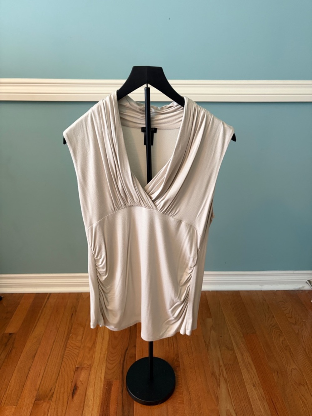 Ann Taylor Light Taupe Top with V-Neck Detail